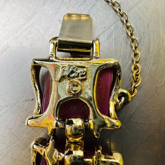 Vintage Coro MCM Thermoset Goldtone Bracelet and Earrings in Raspberry Moonglow - Picture 8 of 9